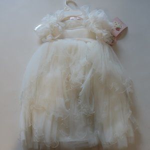 NWT Baby Girls Sweet Pattis Ivory Layered Tulle Dress W/Matching Bolero Sz 2